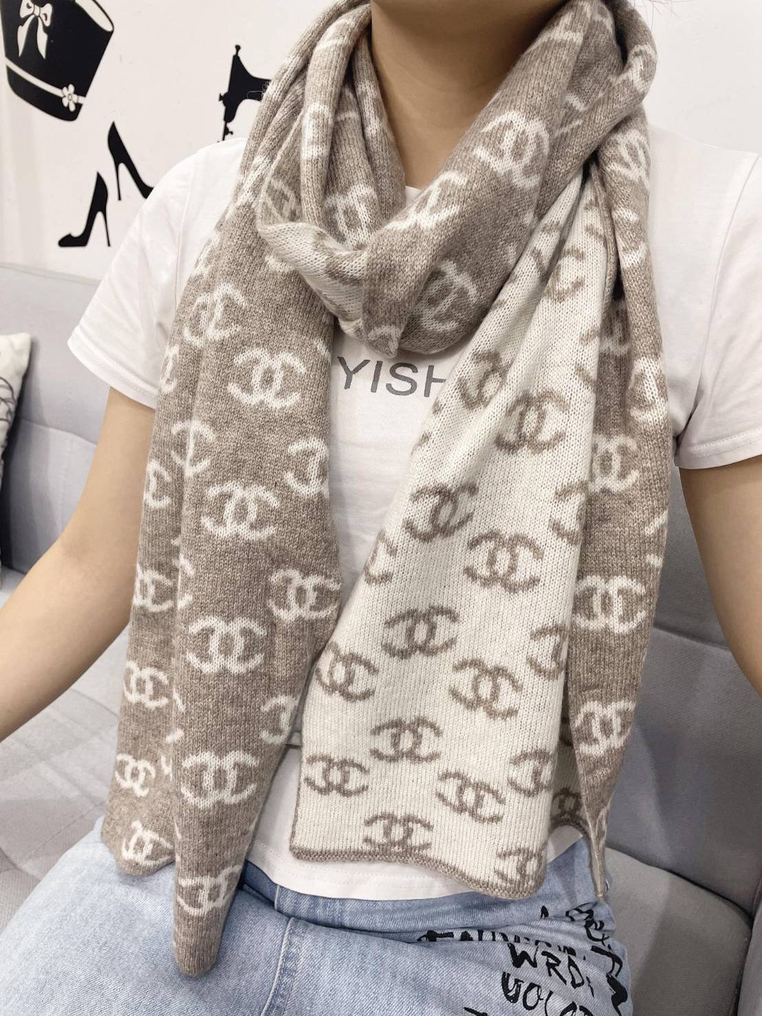 ผ้าพันคอ cn cashmere 30x180 cm