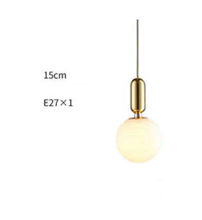 โคมไฟแขวนเพดาน Nordic Glass ก้านสีทอง โป๊ะโคมสีขาวขุ่น [BK2007-54812]