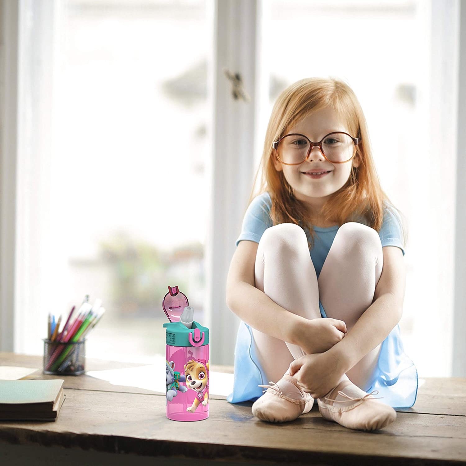 กระติกน้ำพร้อมหลอดดื่มสำหรับเด็ก Zak! Paw Patrol 16 Oz. Reusable Water Bottle with Straw (Pink)