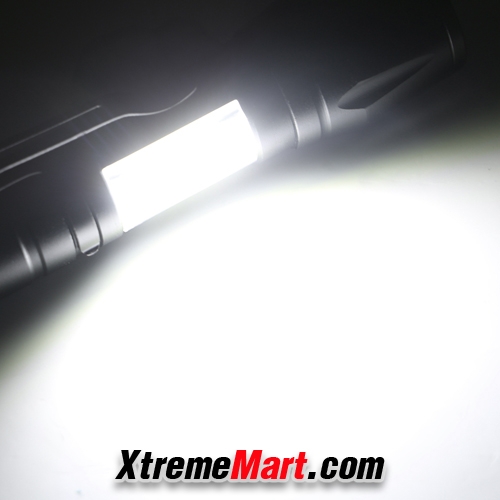 ไฟฉายซูมขนาดเล็ก+โคมไฟ COB ด้านข้าง + คลิปเหน็บ แสงขาว 3 โหมด พร้อมสายชาร์จ USB ชาร์จได้ในตัว