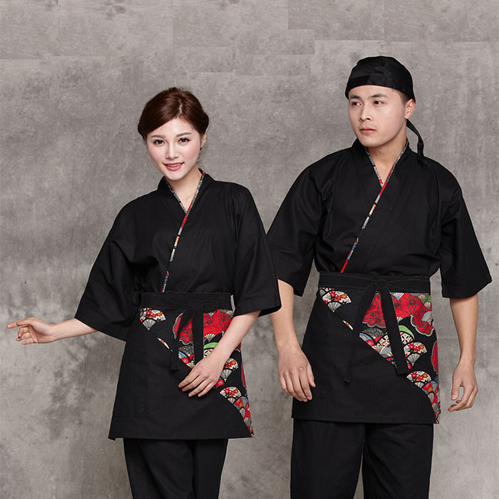 G6203001 ชุดซูชิกิโมโนสไตร์ญี่ปุ่นเสริฟ สำหรับห้องอาหารญี่ปุ่นเกาหลีจีน เสื้อเชฟ พ่อครัว บริกร G6203001 สีภาพ S-2XL