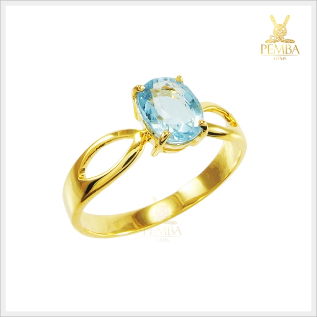 แหวนอะความารีนแท้ ทองแท้ ใส่ติดนิ้วเก๋ๆ(สามารถสั่งทำได้ค่ะ)