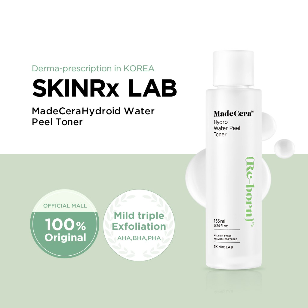 Skinrx MadeCera Hydro Water Peel Toner 155mL โทนเนอร์หน้าเงา Re-born ตัวใหม่ล่าสุดสำหรับผู้มีปัญหา หน้ามัน รูขุมขนกว้าง ผิวลอกเป็นขุย ขาดความชุ่มชื้นใต้ผิว