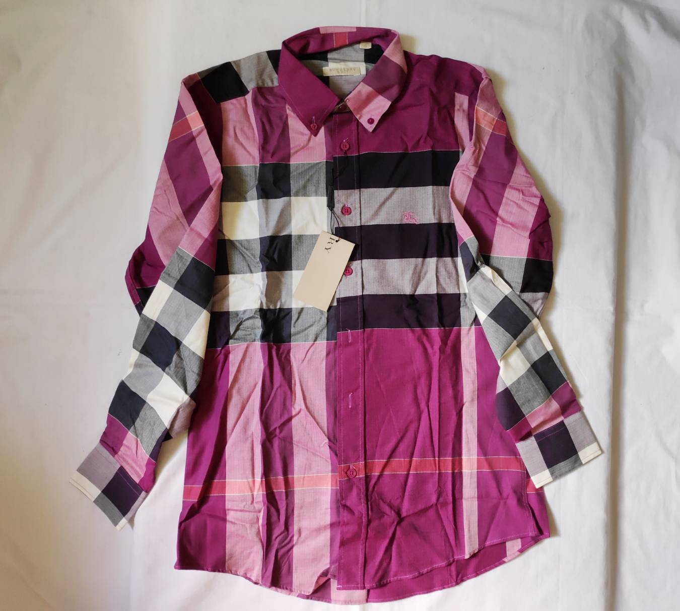เสื้อเชิ้ตแขนยาวชาย bb brit สีม่วงเปลือกมังคุด size s
