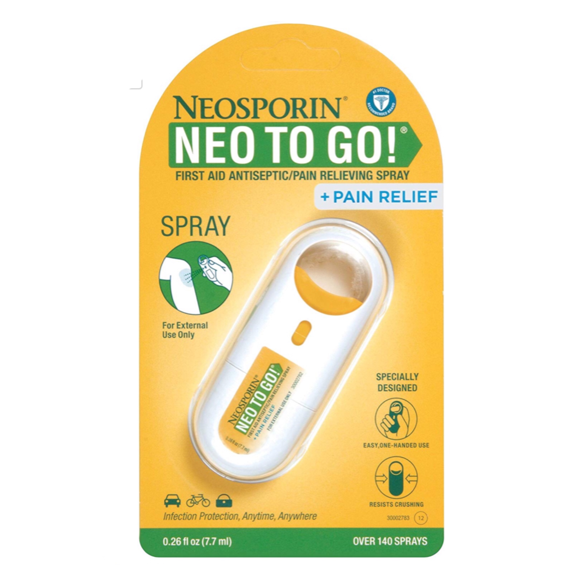 สเปรย์กำจัดเชื้อโรคและบรรเทาอาการปวดสำหรับบาดแผล Johnson & Johnson NEOSPORIN NEO To Go + Pain Relief