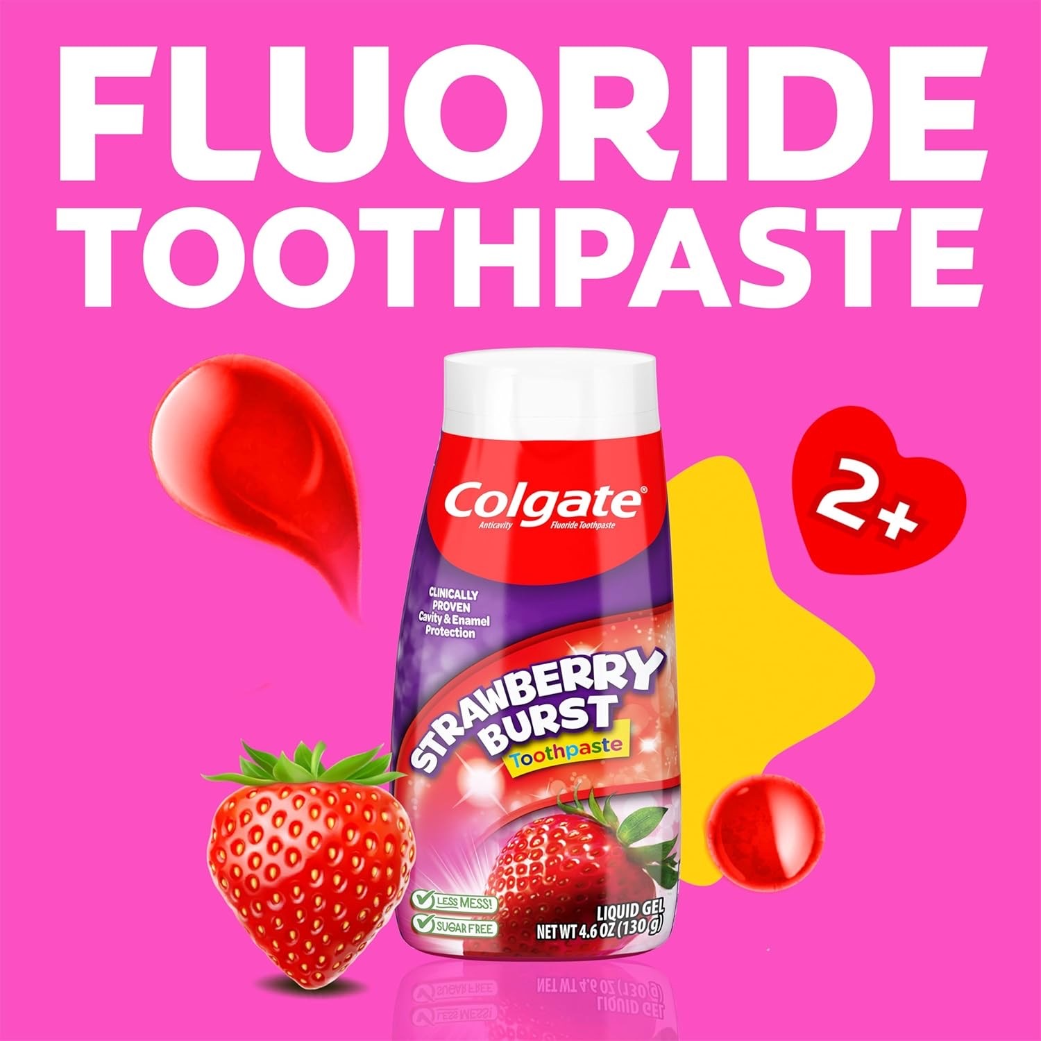 ยาสีฟันและน้ำยาบ้วนปากสำหรับเด็ก Colgate Kids 2-in-1 Strawberry Burst Fluoride Toothpaste Dentifrice