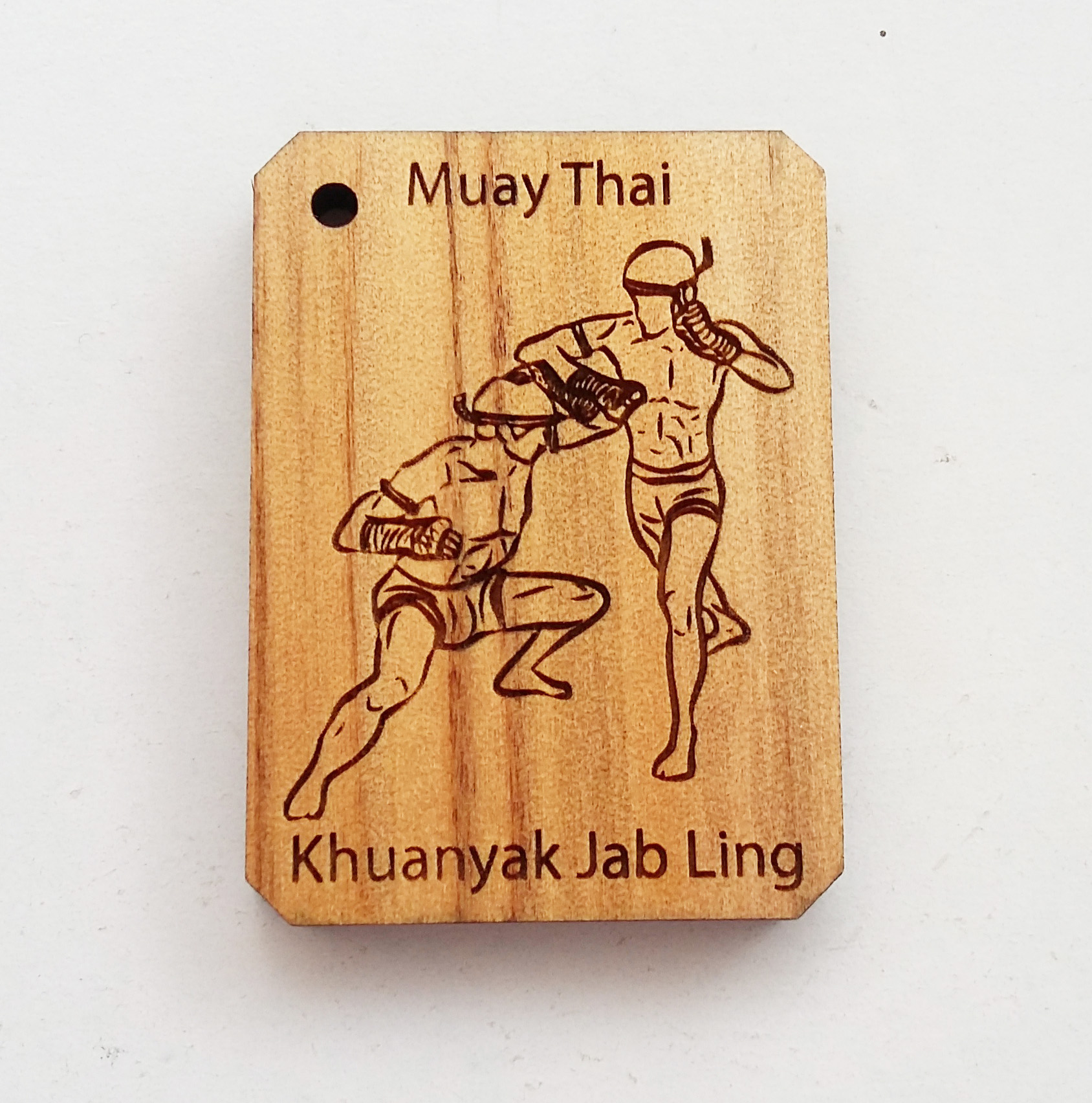 พวงกุญแจไม้แกะสลัก แม่ไม้มวยไทย-ขุนยักษ์จับลิง