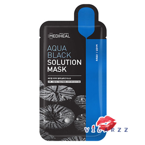 (1 แผ่น) Mediheal Aqua Black Solution Mask 23mL แผ่นมาสก์หน้าเพื่อช่วยแก้ปัญหาผิวหมองคล้ำ ฟื้นฟูผิวแห้ง มอบความชุ่มชื้น คืนความกระจ่างใส