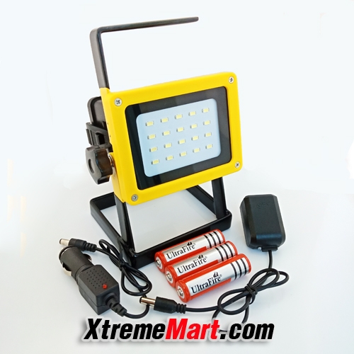 ไฟฉายสปอร์ตไลท์ 2136 20 LED 30W 2400 LM Cree-XM-L Rechargeable LED Floodlight Outdoor Camping Lamp Floodlight 3x18650