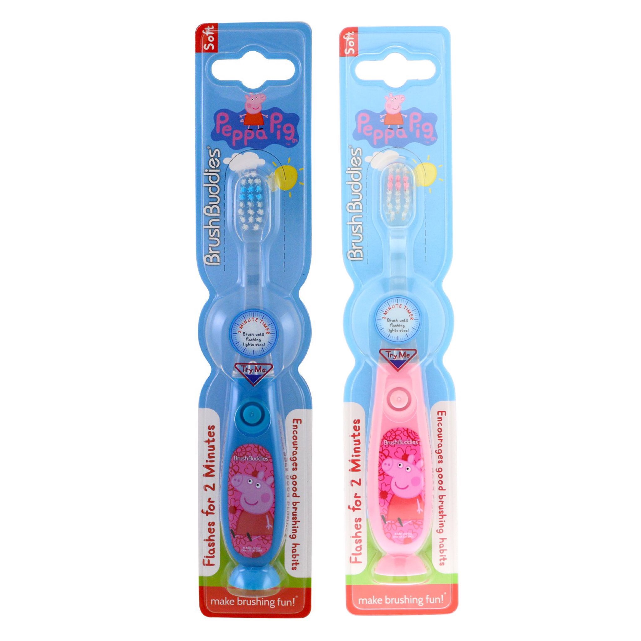 แปรงสีฟันพร้อมแสงไฟบอกเวลา Brush Buddies Peppa Pig Light-Up Toothbrush with Timer (Soft)