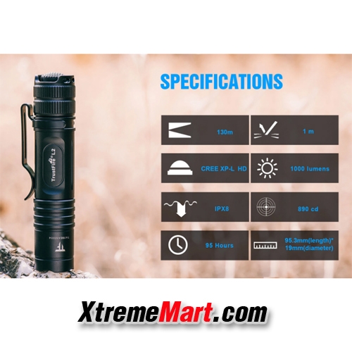 ไฟฉายขนาดเล็ก TrustFire L2 XPL HD LED 1000LM 2 Modes EDC Tactical Flashlight