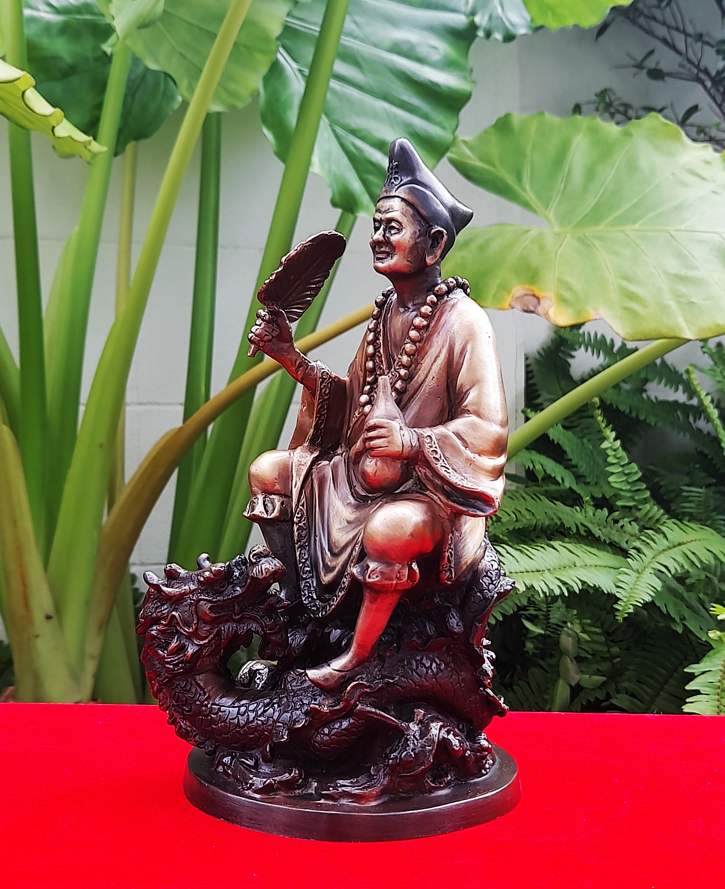 รูปหล่อ พระจี้กง นั่งมังกร เนื้อทองเหลือง (ขนาดตั้งบูชา ฐาน5นิ้ว สูง9.5นิ้ว) ปี2564 #รับประกันแท้ - หลวงพ่อบ๊ะ วัดโพธิ์ลังกา ปลุกเสกเดี่ยว