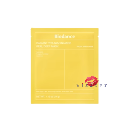 (เหลือง แบ่งขาย 1 แผ่น) Biodance Radiant Vita Niacinamide Real Deep Mask 34g สูตรปรับสีผิวกระจ่างใส