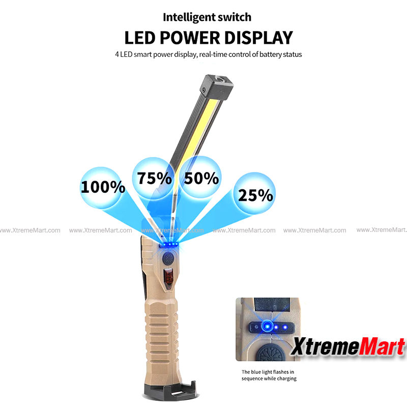 ไฟฉายโคมพับได้ COB Work Lights แสงขาว + แสงเหลือง + แสงแดง หมุนได้ 180องศา พร้อมแม่เหล็กและที่แขวน สำหรับซ่อมรถ ตั้งแคมป์