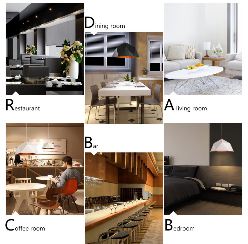 โคมไฟห้อยเพดานทรงเรขาคณิต