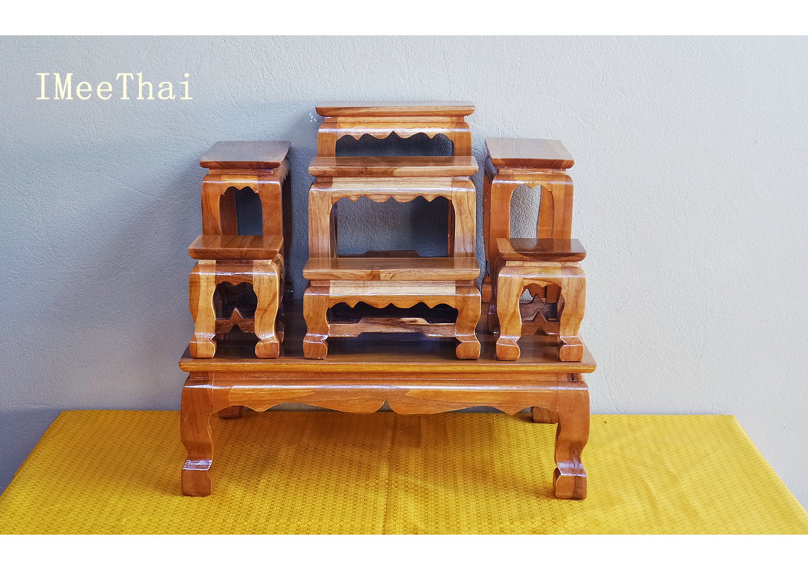 โต๊ะหมู่บูชา หมู่ 7 หน้า 4 (หน้า4x8) ไม้สักทอง