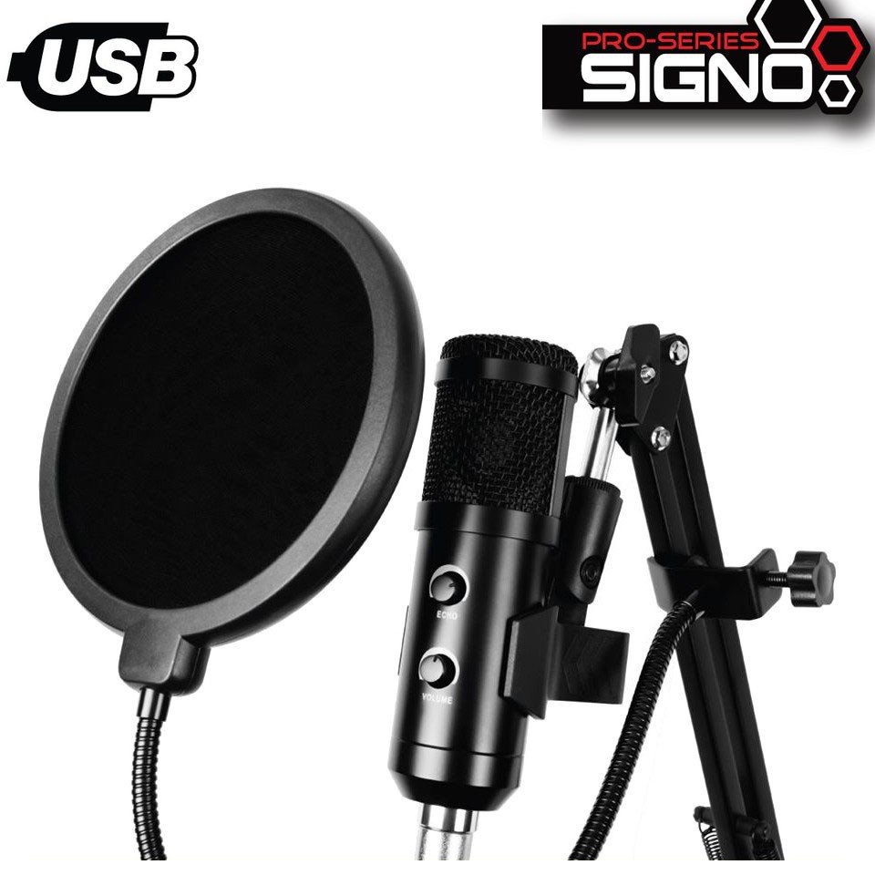 MICROPHONE (ไมโครโฟน) SIGNO MP-704 CONDENSER BLACK (USB)