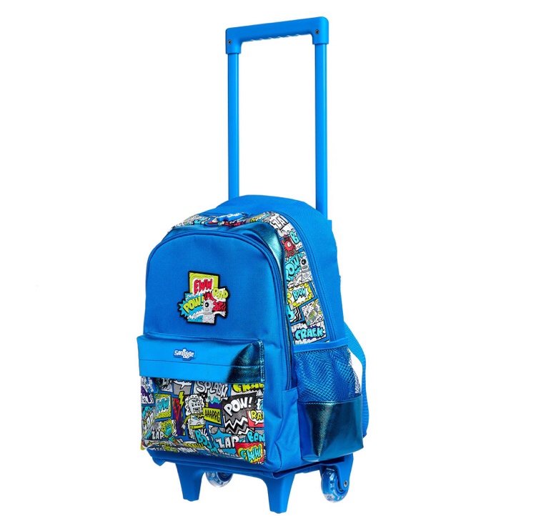 กระเป๋าเป้สะพายหลังพร้อมล้อลากสำหรับเด็ก Smiggle Wonder Junior Backpack Trolley with Light Up Wheels (Mid Blue)