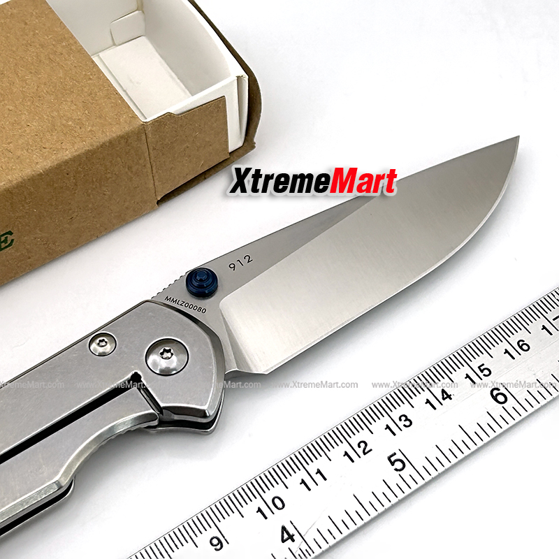 มีดพับ LAND รุ่น 912 (ล็อตใหม่ หมุดสีน้ำเงิน) ใบมีดสแตนเลส ระบบ Frame Lock Stainless Steel Folding Knife(ด้ามเงิน ใบเงิน)