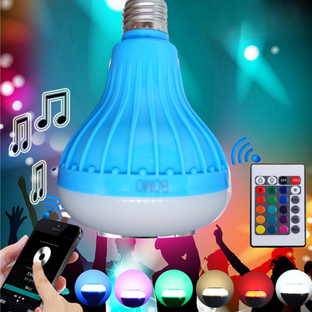 หลอดไฟLEDบลูทูธลำโพงในตัวเปลี่ยนไฟได้ควบคุมด้วยรีโมทคอนโทรล