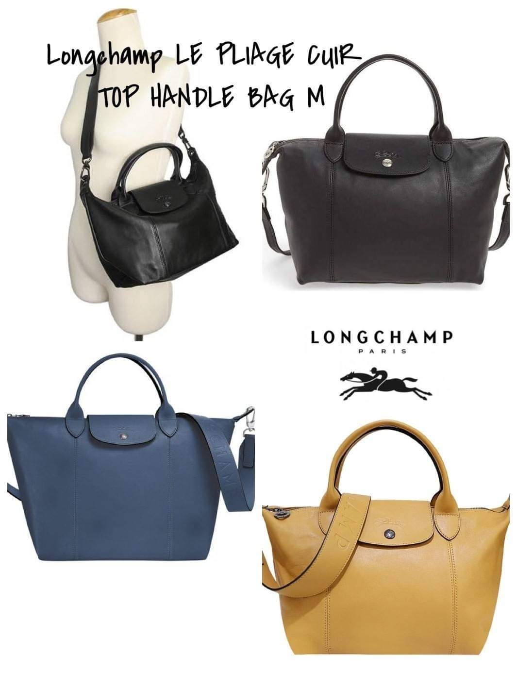 Longchamp LE PLIAGE CUIR TOP HANDLE BAG M (แอดไลน์ก่อนสั่งซื้อ)