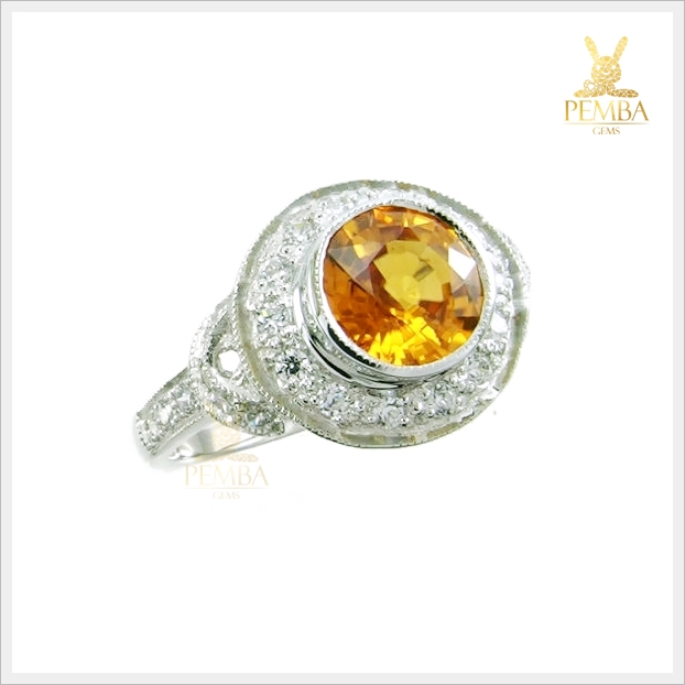 แหวนพลอยเพทายเหลือง สวยงามดั่งบุษราคัม เงินแท้925 แหวนพลอยแท้