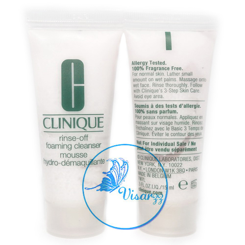 (Tester) Clinique Rinse-Off Foaming Cleanser 15mL ครีมโฟมสูตรเข้มข้นทำความสะอาดผิวหน้า ล้างเครื่องสำอางที่ติดทนนานออกได้อย่างรวดเร็วแต่อ่อนโยน