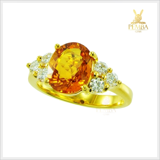 แหวนบุษราคัมแท้ สีเหลืองทองเพชรแท้ (สามารถสั่งทำได้ค่ะ)