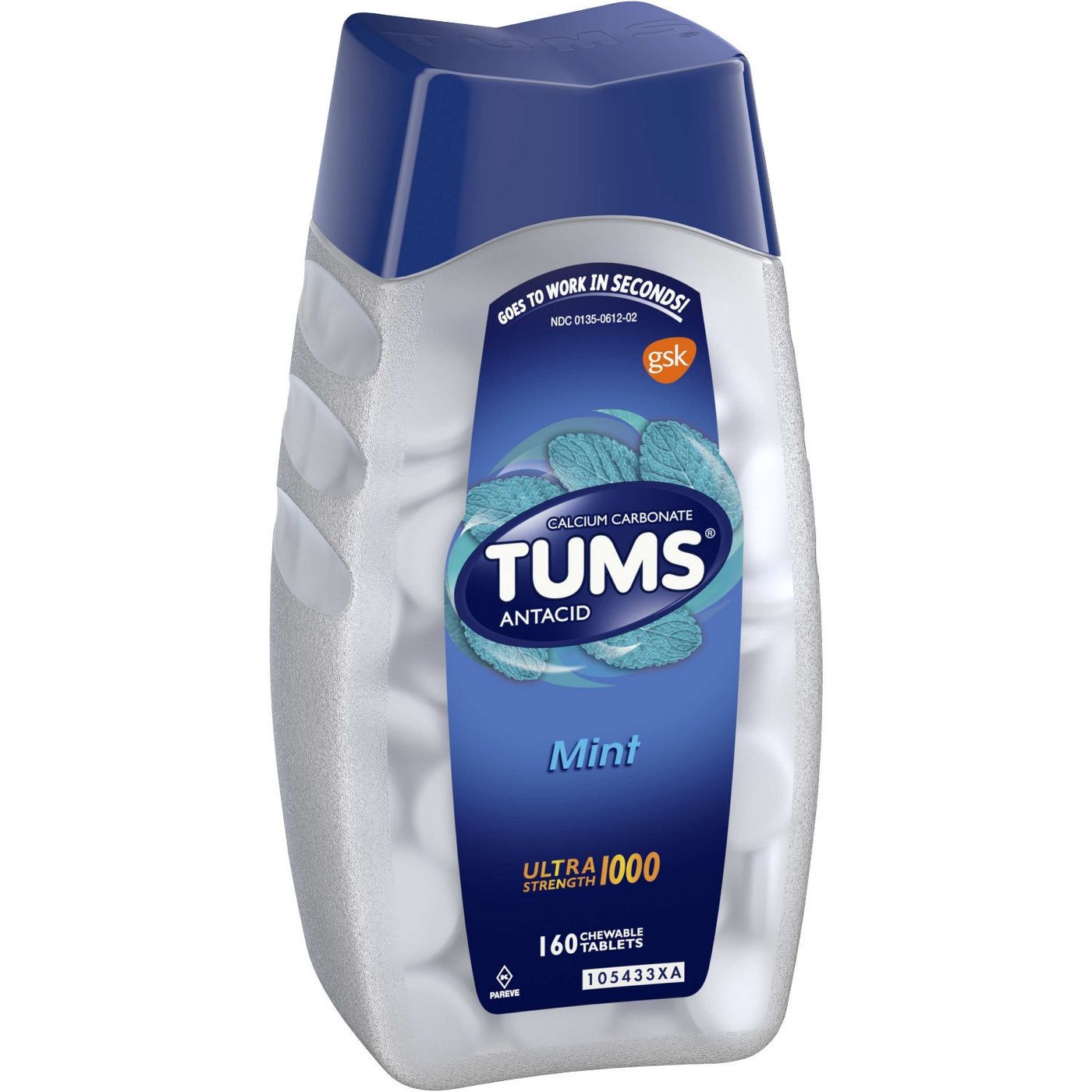 เม็ดเคี้ยวบรรเทาอาการกรดไหลย้อน TUMS Antacid Ultra Strength 1000 - Peppermint (160 Chewable Tablets)
