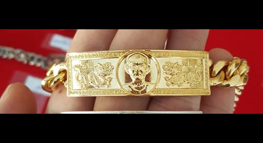 เลสข้อมือ มังกรคู่ สร้อยข้อมือ เซียนแปะ วัดศาลเจ้า เนื้อชุบทอง(น้ำหนั้ก4บาท) ปี2561 #รับประกันแท้ #การันตี