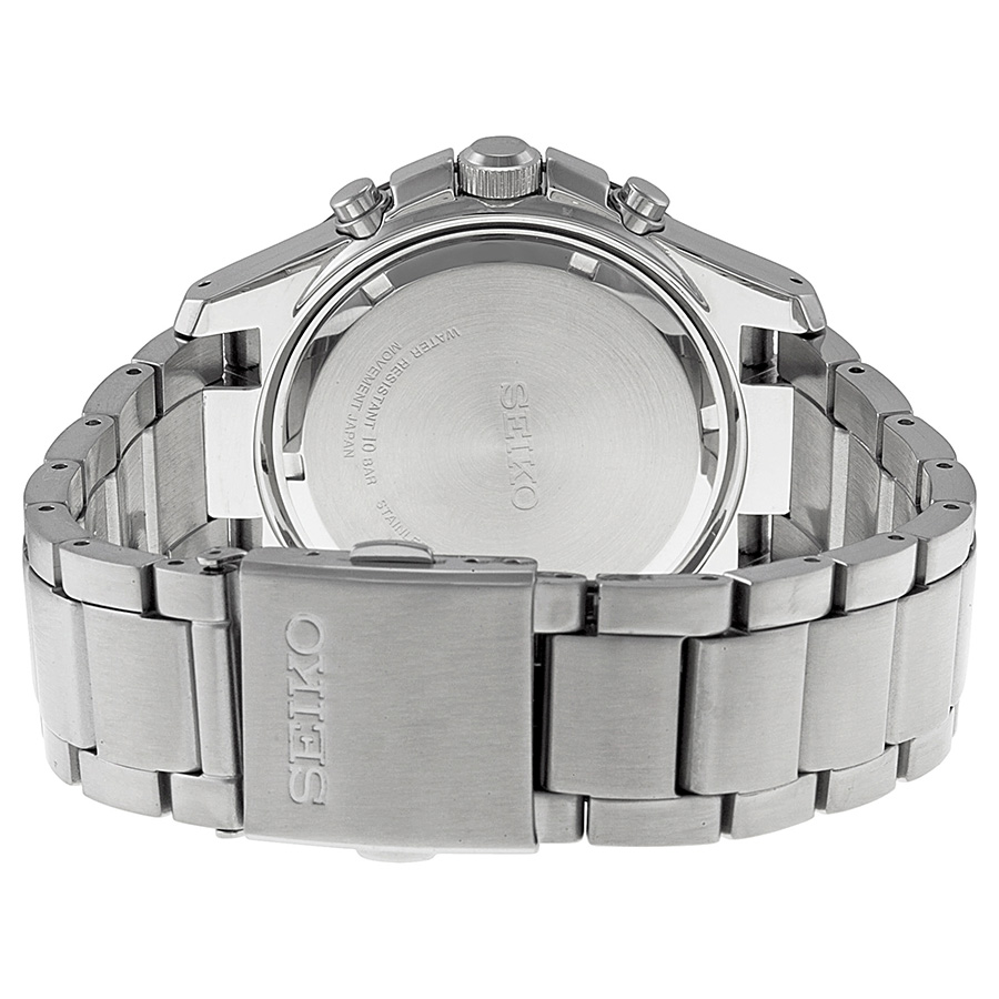 Seiko Chronograph Black Dial Stainless Steel Mens Watch SPC097