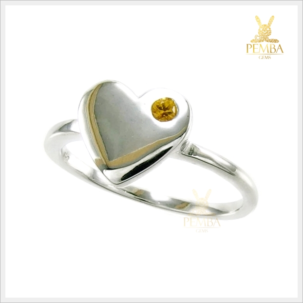 แหวนบุษราคัมแท้ เม็ดเดี่ยว เงินแท้ ชุบทองคำขาว ดีไซน์สวยเก๋ แหวนพลอยแท้