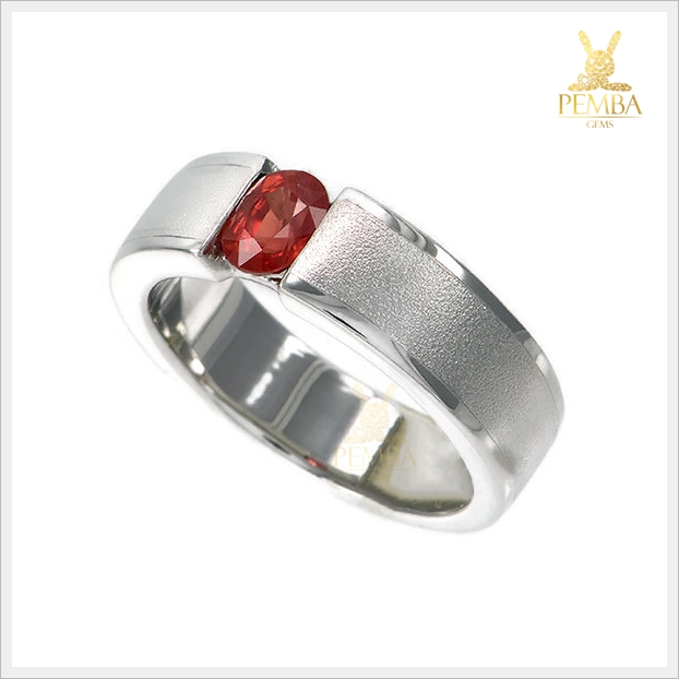 แหวนออเร้นท์แซฟไฟร์(ซองเจีย) เงินแท้925 ชุบทองคำขาว ใส่เสริมอำนาจบารมี