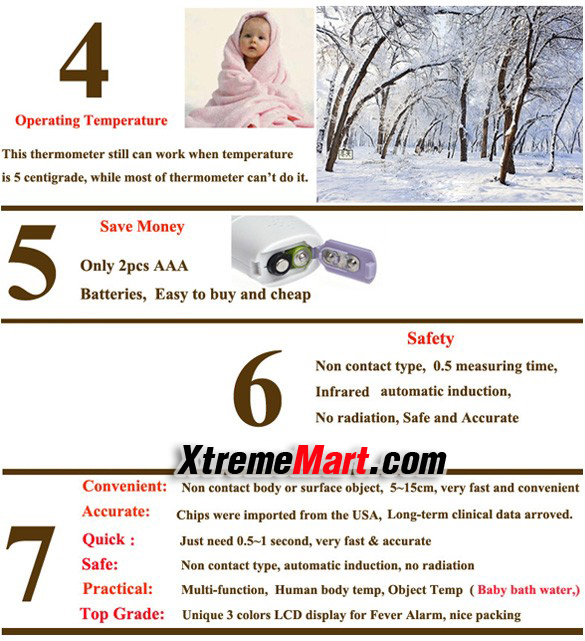 เครื่องวัดอุณหภูมิแบบอินฟราเรดแบบไม่ต้องสัมผัส Baby Safety Care Non-Contact Digital IR Infrared Laser Body Thermometers vantech