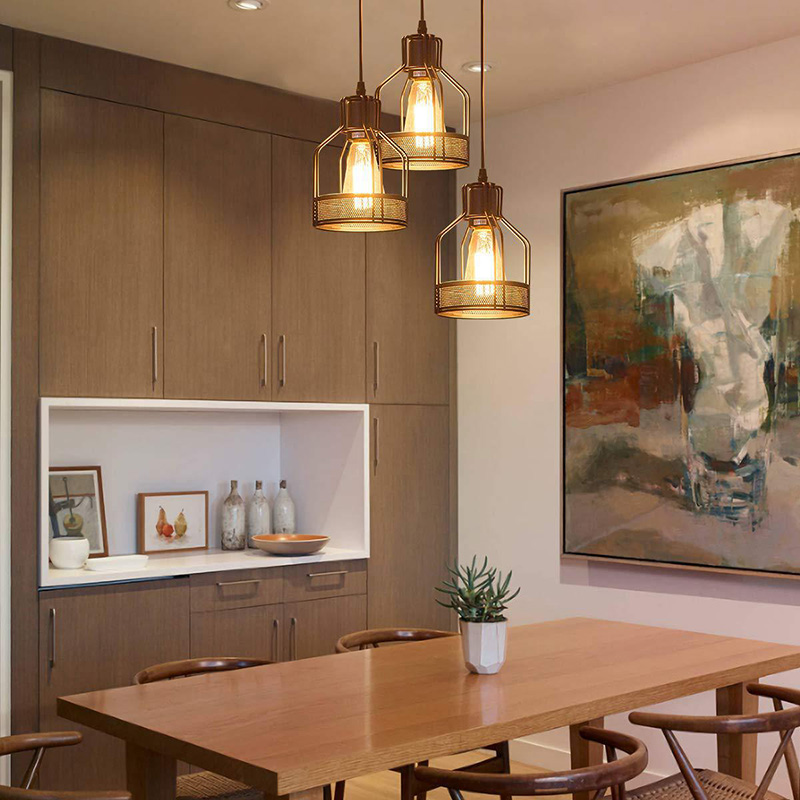 โคมไฟแขวนเพดานกรงเหล็กตกแต่งตะแกรงเจาะรูสไตล์ Retro Industrial [RYD063-D2]