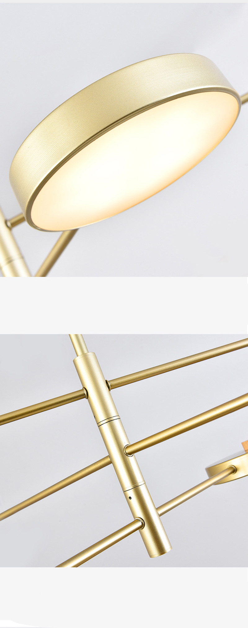 โคมไฟแขวนเพดานแขนยาวโป๊ะกลมแบน 6 ดวง [QDH-9110]