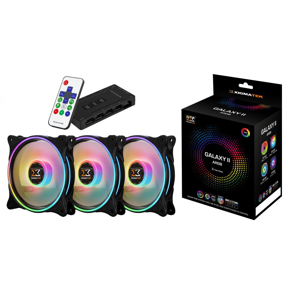 FAN XIGMATEK Galaxy ll Pro AT120 Pack3 ARGB KIT with controller #พัดลมชุด3ตัว