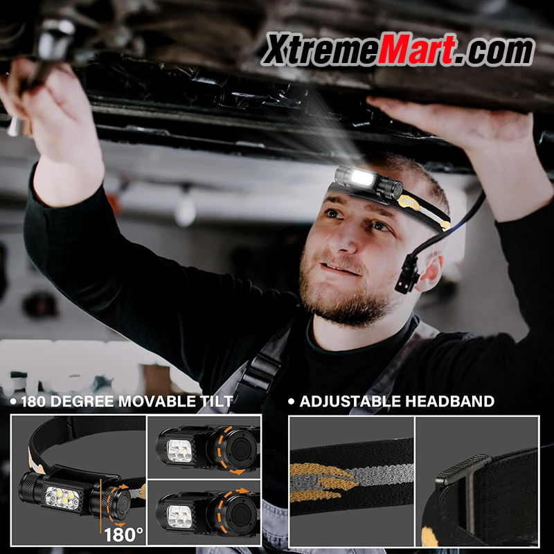 ไฟฉายคาดหัว H35A (H05A) แสงขาว5หลอด แสงขาว Type-C Rechargeable LED headlamp 18650 flashlight สว่าง 1200 - 2000 lumens