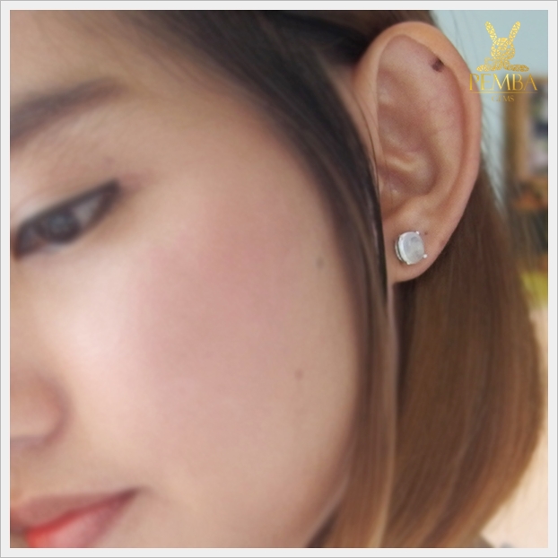 ต่างหูมุกดาหาร ต่างหูมูนสโตน เงินแท้