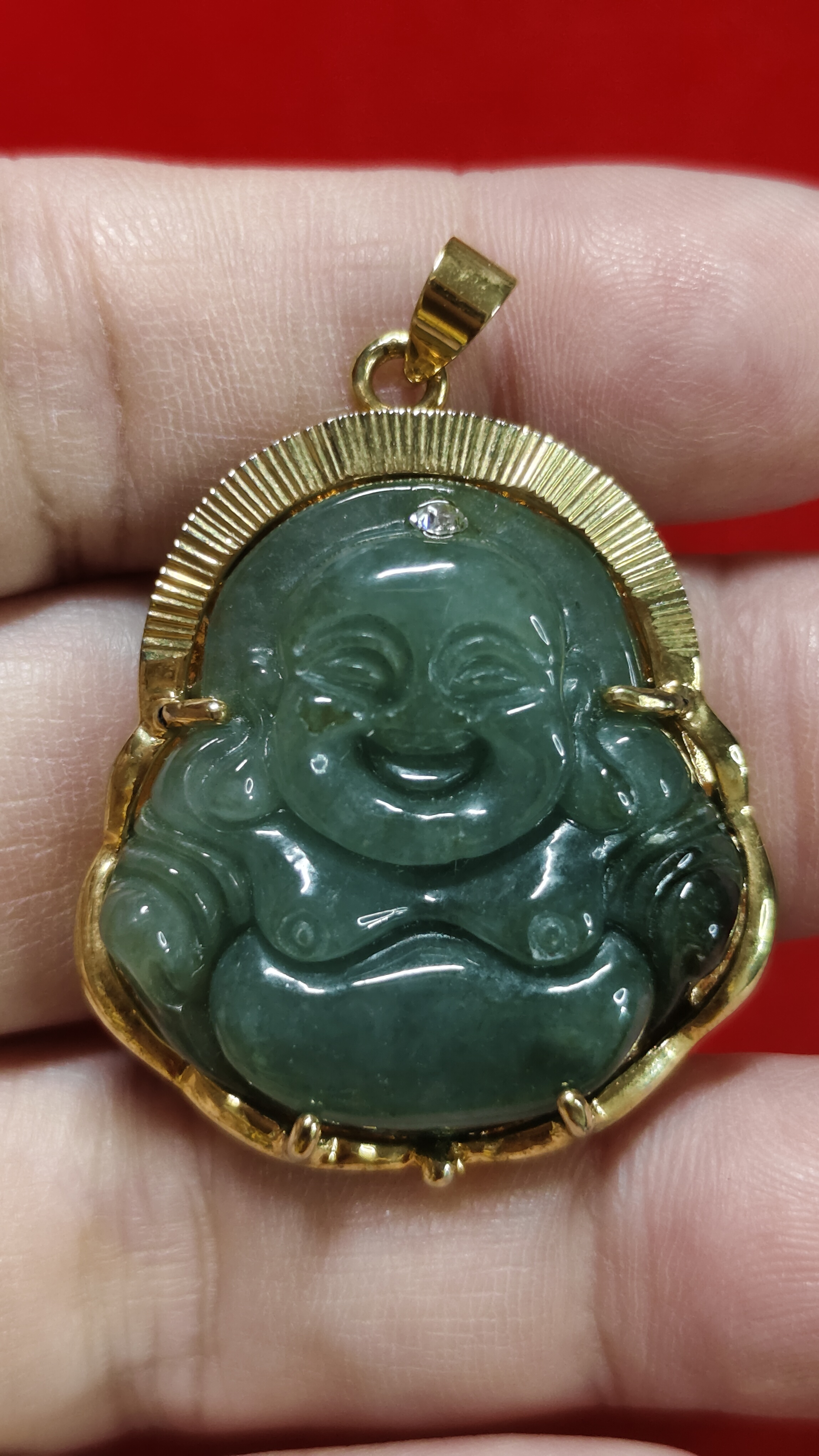 #จี้หยกเนื้อแก้วแกะพระสังกัจจายน์ C-035