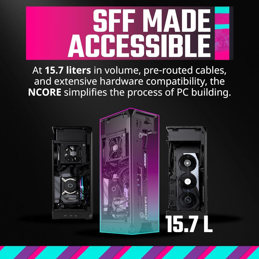 Cooler Master NCORE 100 MAX Bronze ITX SFF Tower Case, Custom 120mm AIO