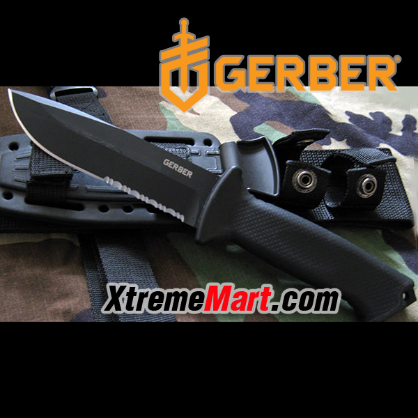 มีดใบ Fixed Gerber 22-01121N ของแท้ 100% Made in USA Prodigy Combo Edge Fixed Blade Survival Knife