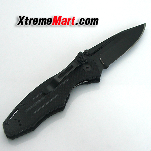 มีดพับ Blackhawk Hornet II, Black G-10 Handle Black Blade Plain Edge