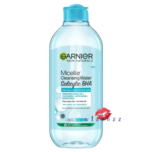 (ฝาสีฟ้า 400mL) Garnier Micellar Cleansing Water Salicylic BHA การ์นิเย่ ไมเซล่า คลีนซิ่ง วอเตอร์ ซาลิไซลิค บีเอชเอ สูตรสำหรับผิวหมองคล้ำ พร้อมช่วยจัดการปัญหาสิวและบำรุงผิวให้ดูกระจ่างใสไปในตัว
