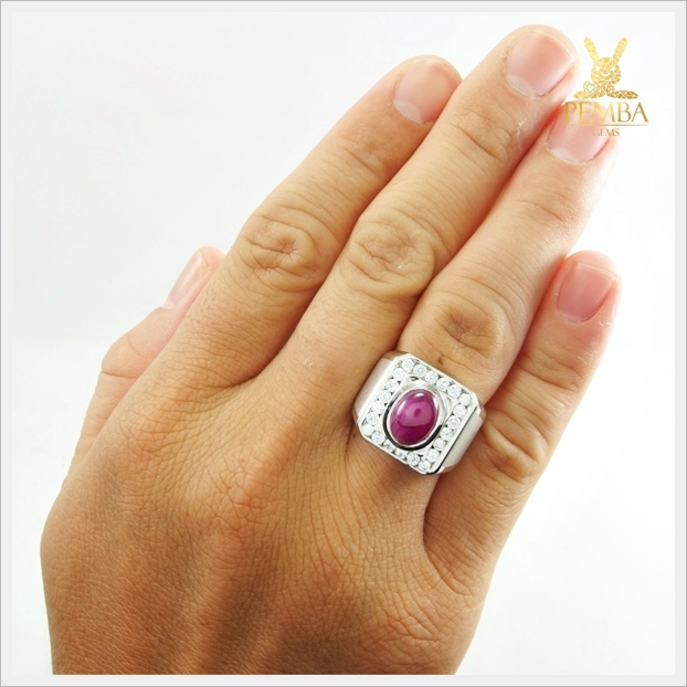 แหวนทับทิมแท้ สีชมพูหวาน เงินแท้925 ชุบทองคำขาว สร้างเสริมพลังพลังชีวิต