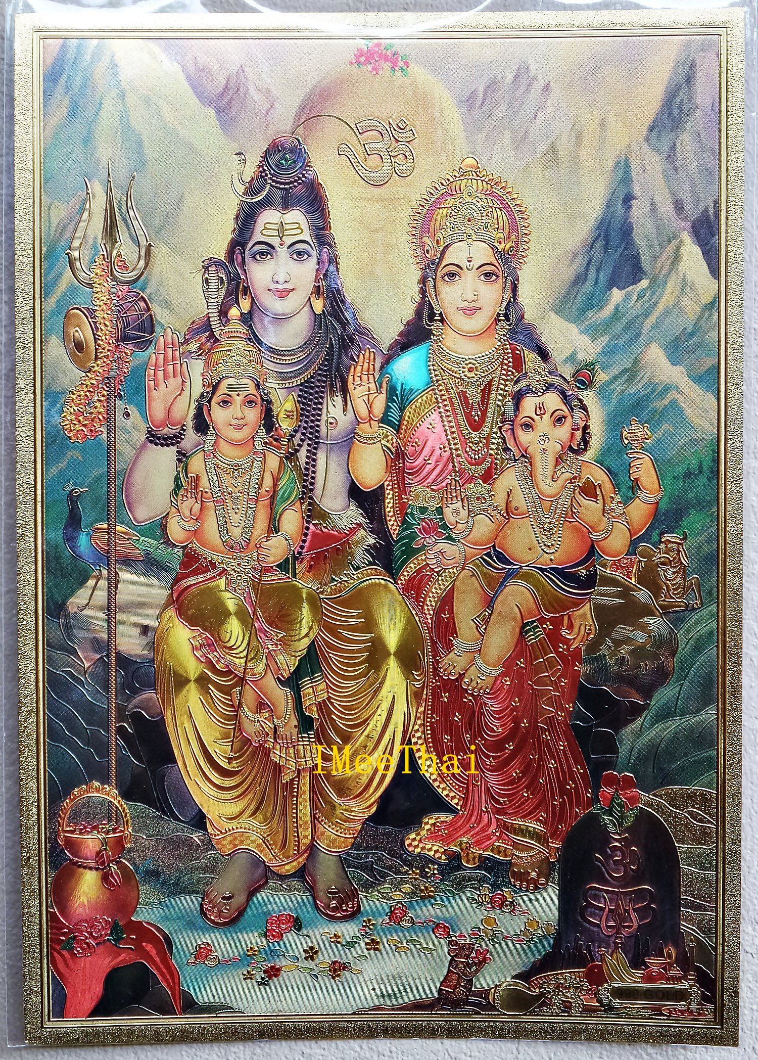 รูปภาพแผ่นทอง พระพิฆเนศ พระศิวะ พระแม่อุมา พระแม่กาลี ปางต่างๆ แผ่นทองพิมพ์ลายนูน 2หน้า (ขายปลีก ขายส่ง)