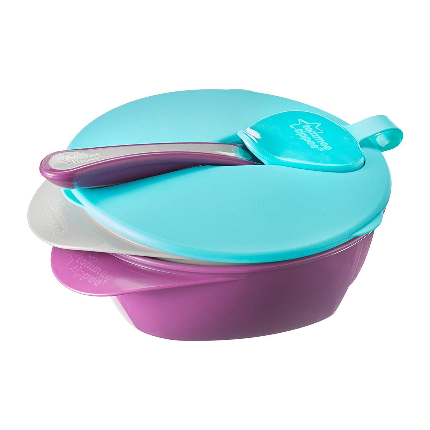 ชุดชามอาหารพร้อมฝาปิดพกพาและช้อน tommee tippee On the Go Feeding Bowls with Travel Lid & Feeding Spoon