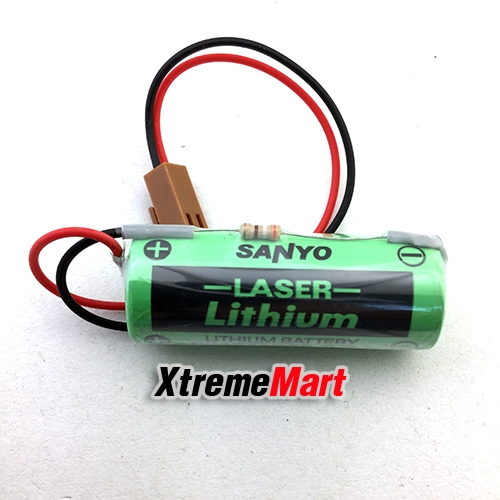แบตเตอรี่ Sanyo CR17450SE-R 3V (มีตัวต้านทาน) A02B-0200-K102 A02B-0200 lithium battery CR17450SE PLC Industrial Battery (ก้อนละ)