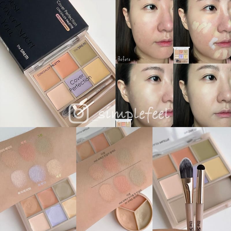 (#01 Cover and Correct) The Saem Cover Perfection Concealer Palette คอนซีลเลอร์ 6 สี 6 ช่อง มาพร้อมแปรง ปกปิดและพรางทุกรอยได้อย่างไม่มีที่ติ ทั้งกลบและปรับสีผิวให้สม่ำเสมอ เนียนกลืนกับผิวไม่เป็นคราบ