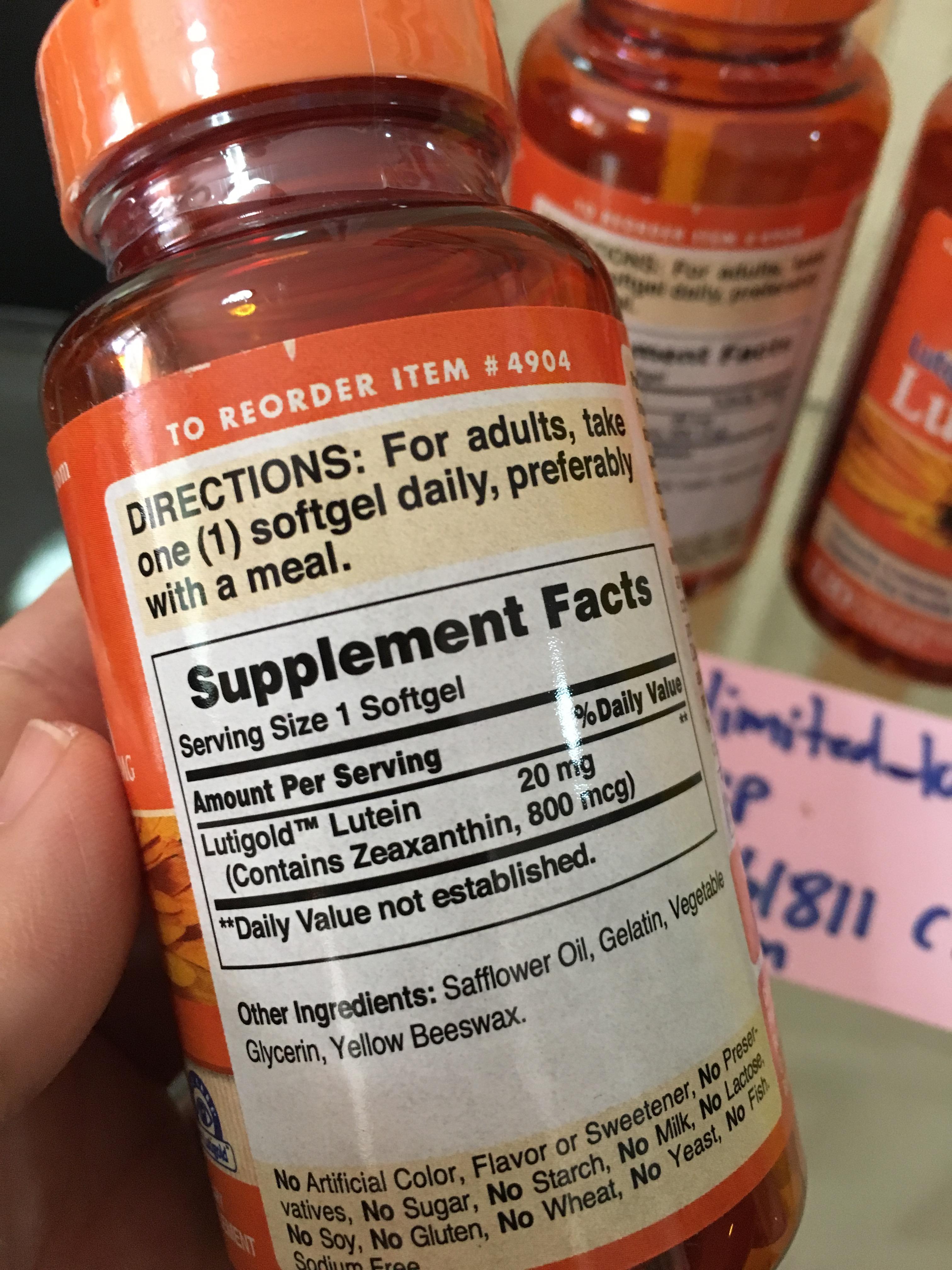 วิตามินบำรุงสายตาปกป้องจอประสาทลดการเสื่อมของจอรับภาพPuritan Pride Lutigold Lutein 20 mg Natural Carotenoid สารสกัดจากดอกดาวเรืองแท้100% จำนวน120เม็ด จากอเมริกาBy Cherrynatshop